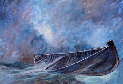 Barque dans la tempête (acrylique ).
