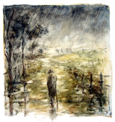 Le promeneur sous la pluie
