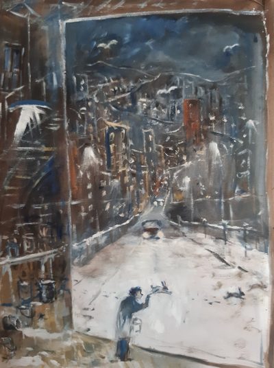 Le peintre, sa toile et les lapins